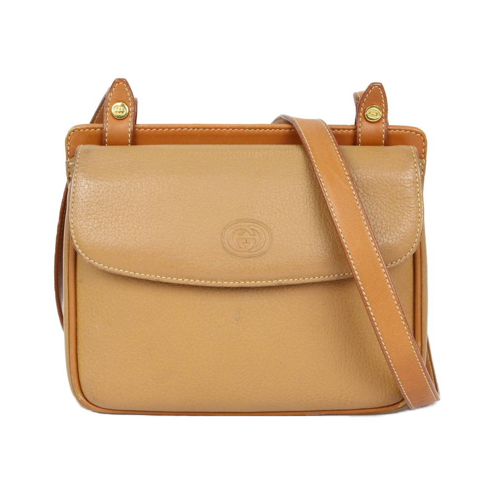 GUCCI Shoulder Bag Camel Tan Leather Retro